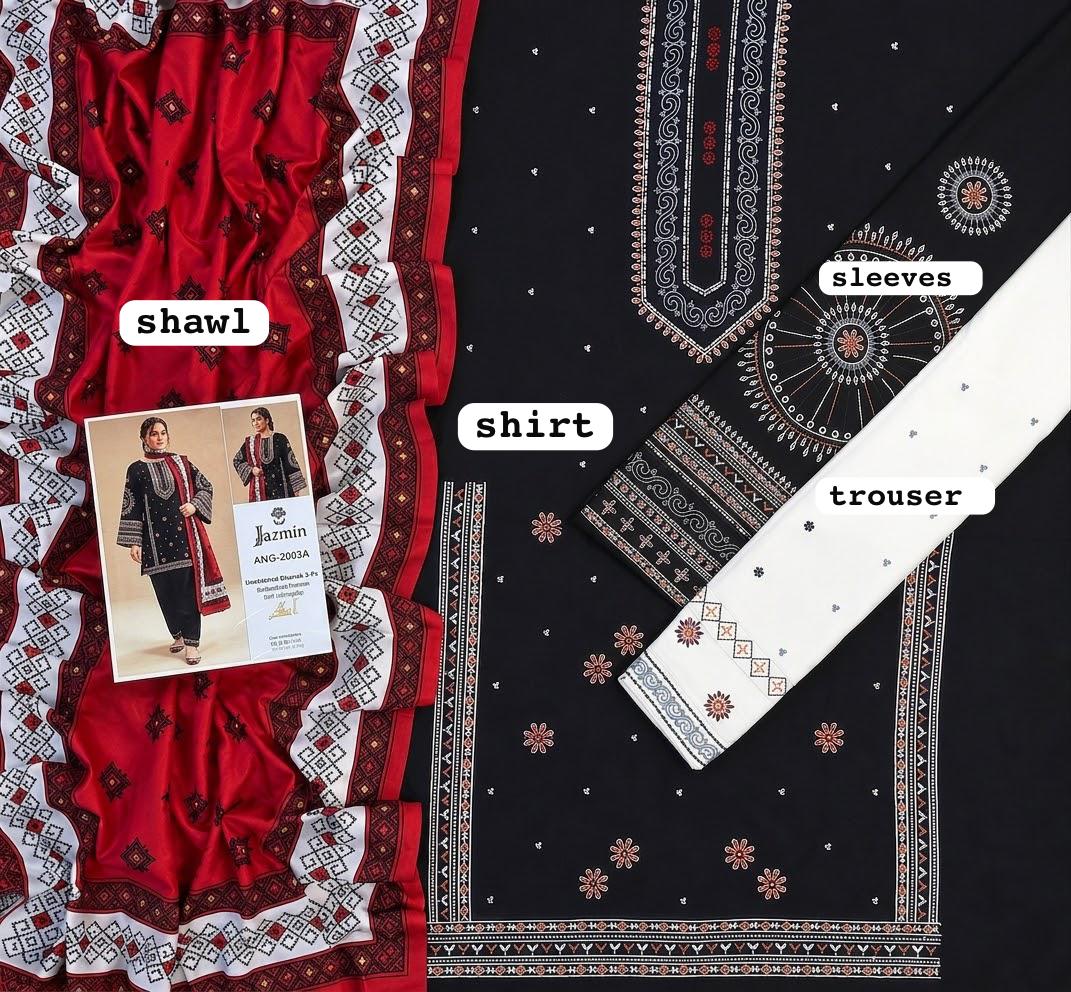 Premium Embroidered Dhanak 3-Piece Unstitched Suit with Printed Wool Shawl | Winter Formal Hit Code