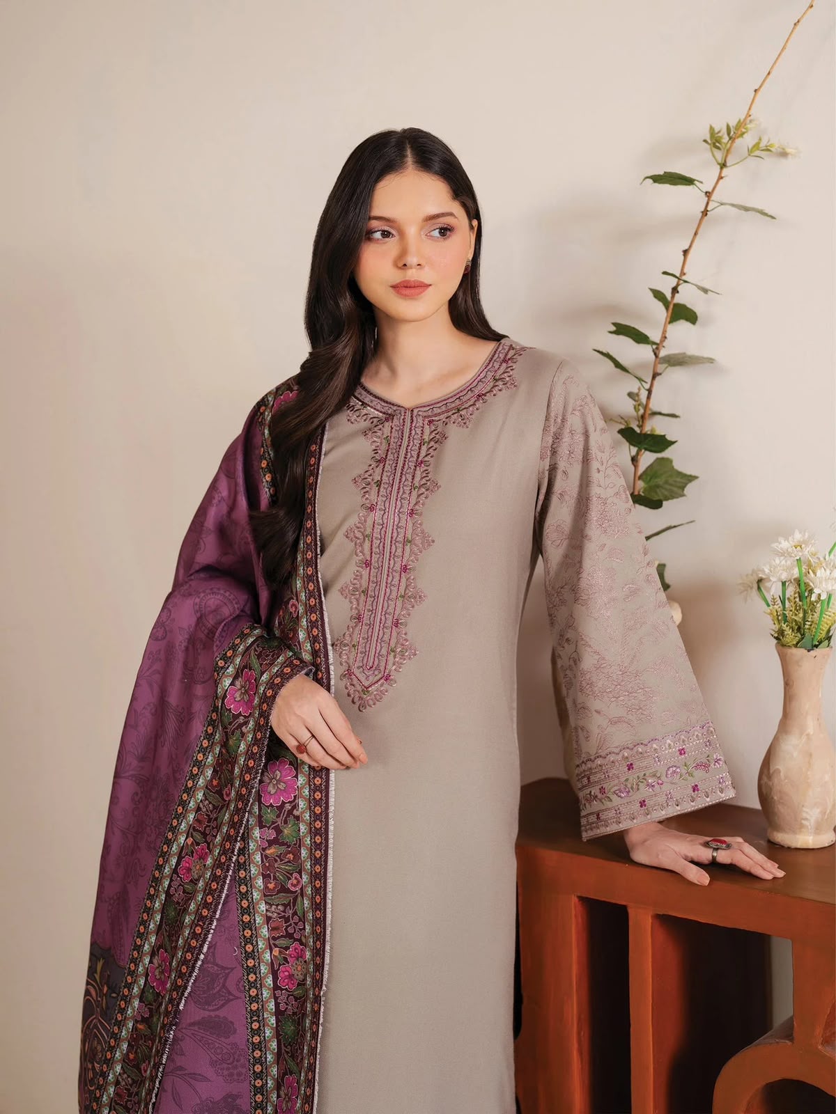 Embroidered Dhanak Hit Code 3PC