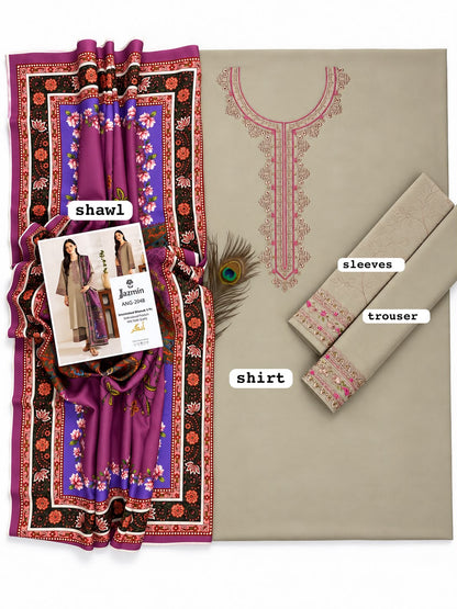 Embroidered Dhanak Hit Code 3PC