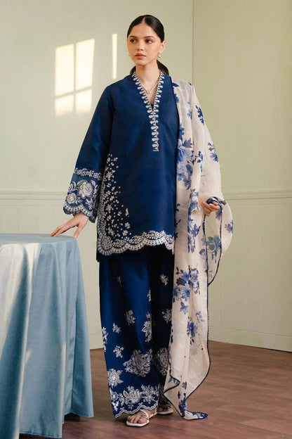 Embroidered Dhanak 3-Piece with Wool Shawl