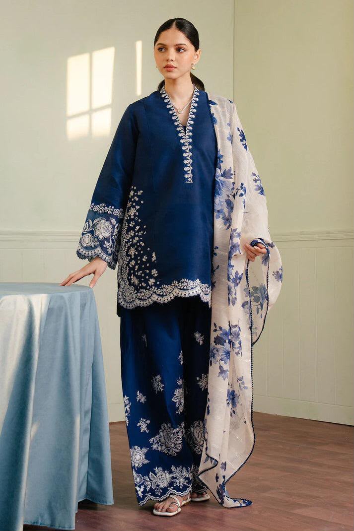 Embroidered Dhanak 3-Piece with Wool Shawl